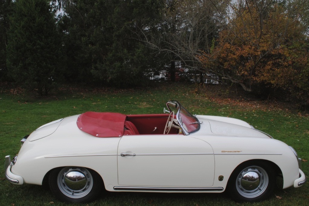 Exquisite 1957 Porsche 356A Speedster restored in Speedster White with rebuilt transmission, new rubber seals, chrome refresh, and factory COA match.